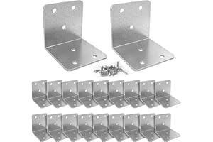 Riuog 20 Pcs Metal Corner Braces, 2 in Silver L Brackets for Wood (with Screws), 90 Degree Wide Corner Metal Corner Bracket for Wood Furniture Bed Chair