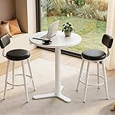 FLEXISPOT Gas Spring Lift Sit-to-Stand Table,20" Round Bar Table | With One-Touch Lift,Flexible Height 25.8"&ndash;41.3",19.7" High-Top Pub Table for Balcony,Kitchen, Apartment &amp; Small Spaces,White