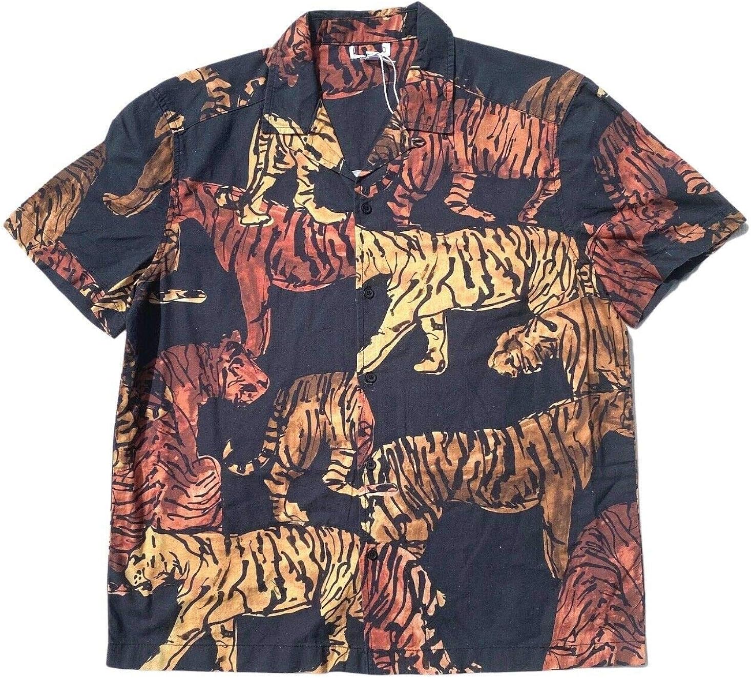 Mens Shirt Tiger Animal Print 100 Cotton Hawaii Summer Short Sleeved