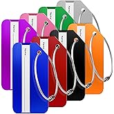 Travelambo 8 Pack Luggage Tags for Suitcases Aluminum Privacy Protection Bag Tags Luggage Identifier Travel Accessories Essentials (Colorful)