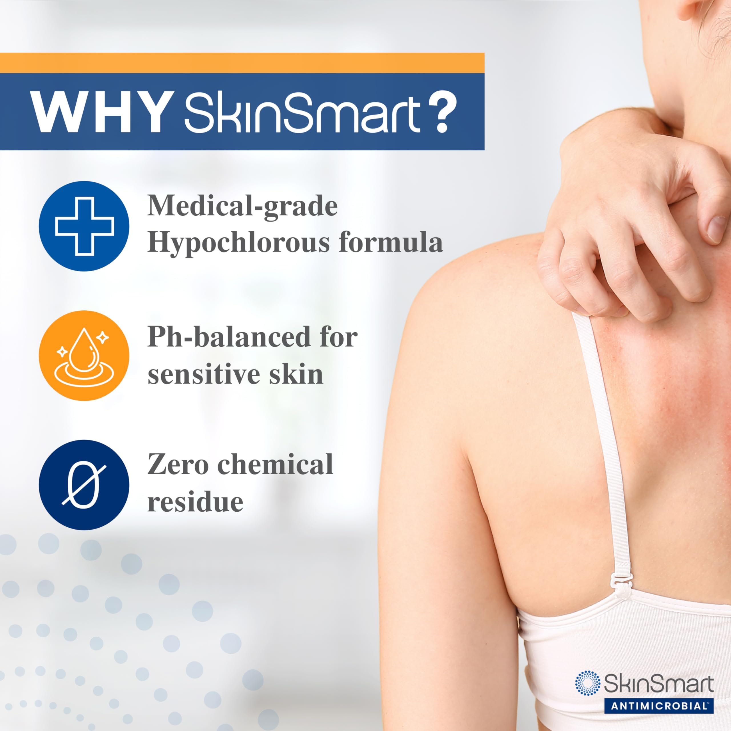 SkinSmart Antimicrobial Eczema Therapy with Hypochlorous Acid, Safely Removes Bacteria so Skin Can Heal, for Adults, Kids and Seniors, Travel Size 2 Ounce Clear Spray (Pack of 3)