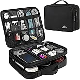 MATEIN Cable Organizer Bag, Large Travel Storage Bag Sturdy Tool Case with Handle for Phone Cord Electronics Accessories, Carrying Case for Tablet (Up to 12.9inch), Powerbank, Hard Drive, Black