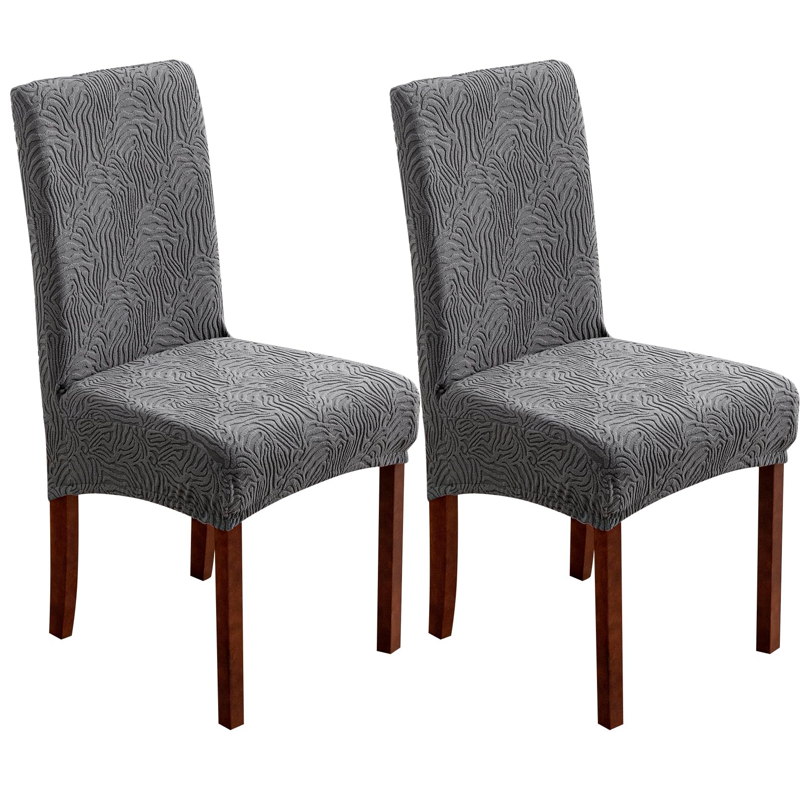 YUEANG Dining Chair Covers, Chair Covers for Dining Room Stretch Parsons Chair Slipcover, for Dining Room Kitchen Chair Protector Cover, Removable, Washable (Dark Grey, 2 Pack)