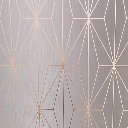 Papier Peint Geometrique Metallique Kayla Gris Or Rose Muriva Amazon Fr Bricolage