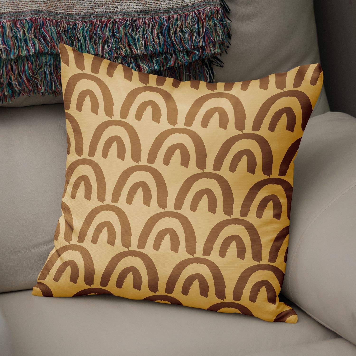 Bonamaison Decorative Cushion Cover, Polycotton, Brown, Standard