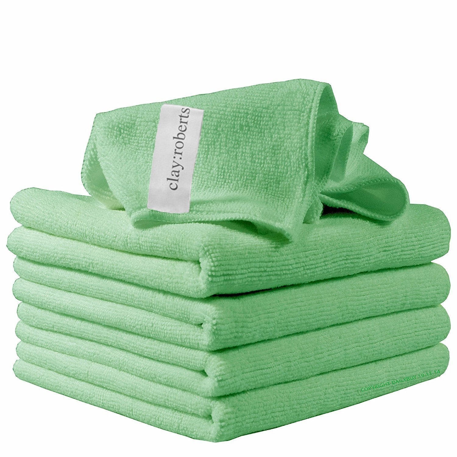 Clay Roberts Microfibre Cleaning Cloths, 40cm x 30cm - Pack of 5, Green, Machine Washable, Polishing, Waxing & Dusting Cloth, Lint-Free, Kitchen Towel, Car Cleaning, Microfiber