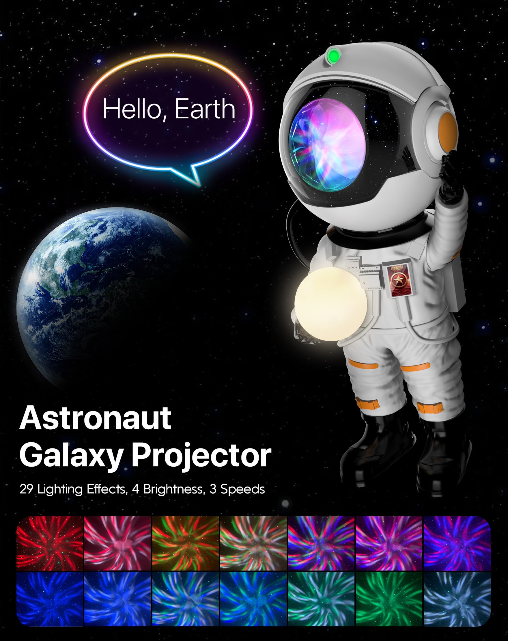 Rossetta Astronaut Galaxy Projector, Star Projector for Bedroom, LED Night Light for Kids Room with Timer and Remote, Room Decor Aesthetic, Home Decor, Gifts for Adults, Teens, Christmas, Birthday