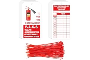 YHNTGB 160 Sets Fire Extinguisher Tags with Adjustable Wire Ties Monthly Fire Extinguisher Inspection Record Tags for Indoor Outdoor Fire Extinguishers 4.2 x 2.1 Inch