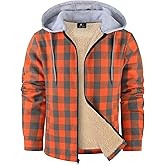 ZITY Flannel Jacket for Men Fleece Plaid Shirts Hoodie Zip Up Sherpa Lined Winter Warm Coat