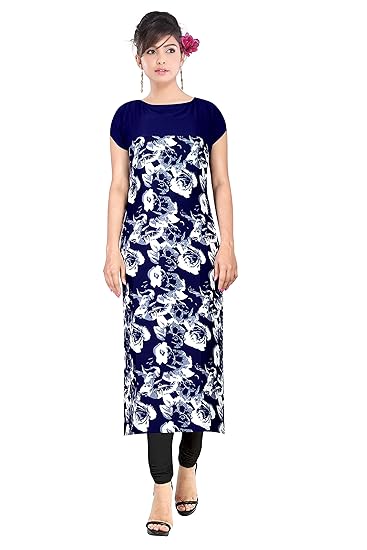 Buy Florro Women S Indo Western Clothing Latest Designer Printed Blue And Cream Crepe Long Kurti Round Neck Straight Casual Wear Kurta For Girls At Amazon In Buy Florro Women S Indo Western Clothing Latest Designer Printed Blue And Cream Crepe Long Kurti Round Neck Straight Casual Wear Kurta For Girls At Amazon In