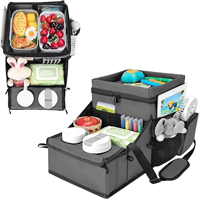 INFANZIA Car Seat Organizer Backseat Cooler 2 Cup Holders 45x27x26cm Gray