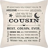 Aconesong Cousin Gifts from Cousins Decorative Cousin Pillow Cover Gifts for Cousin Birthday Christams Wedding Gifts Sofa Living Room Throw Pillow Covers 18 x 18 inches Beige (Cousin)
