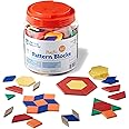 Learning Resources Plastic Pattern Blocks - Set of 250, Ages 3+, Shape Games for Preschoolers, Homeschool Supplies, Shape Manipulatives for Kids,Back to School Supplies,Teacher Supplies