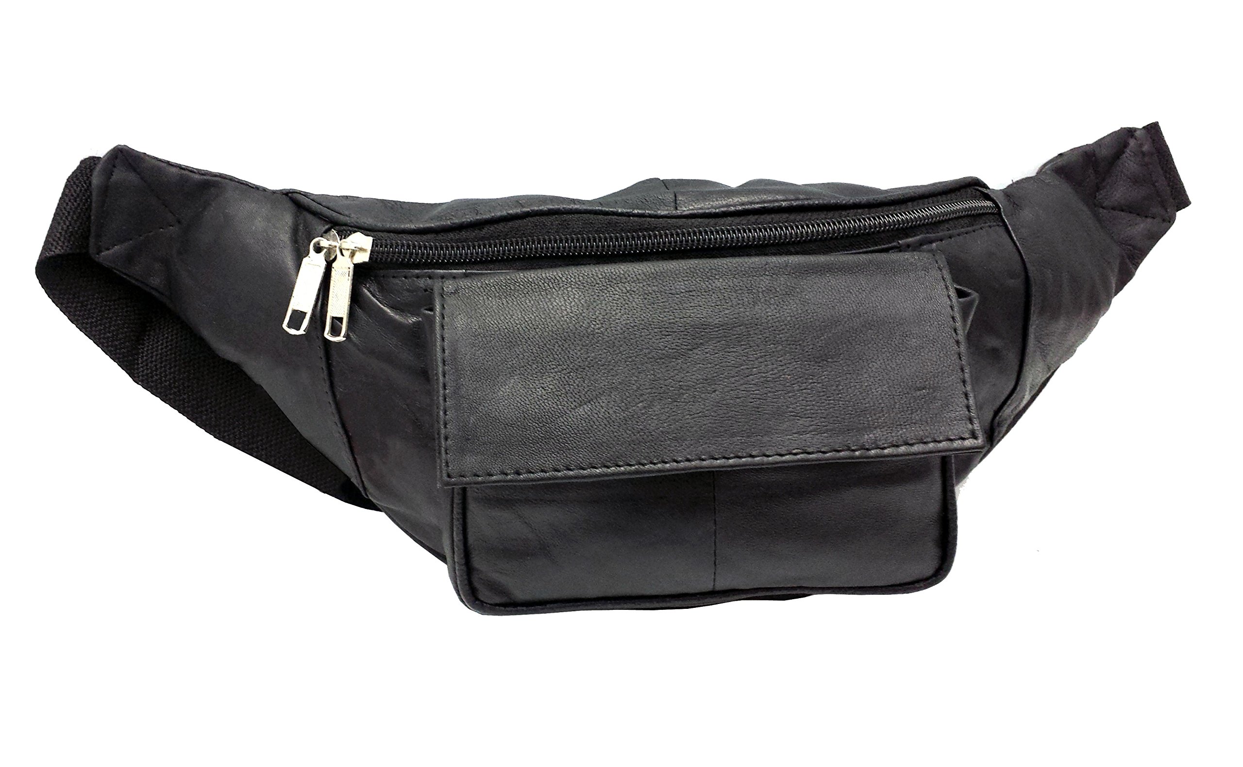 ODS:UK® Real Leather Bum Waist Bag Travel Holiday Money Belt Pouch Black Change BUMBAG