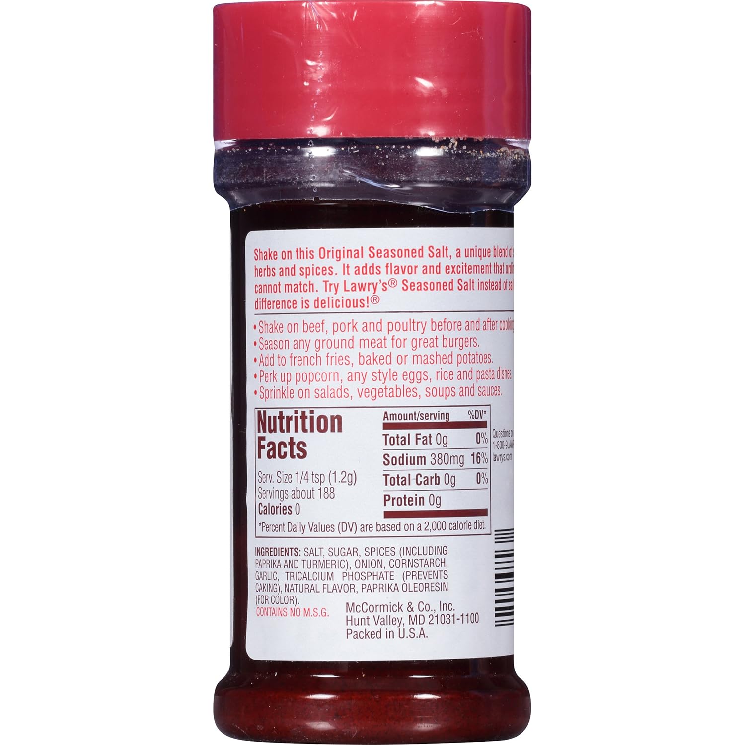 Lawry's Seasoned Salt, 8 oz : Flavored Salt : Grocery & Gourmet Food