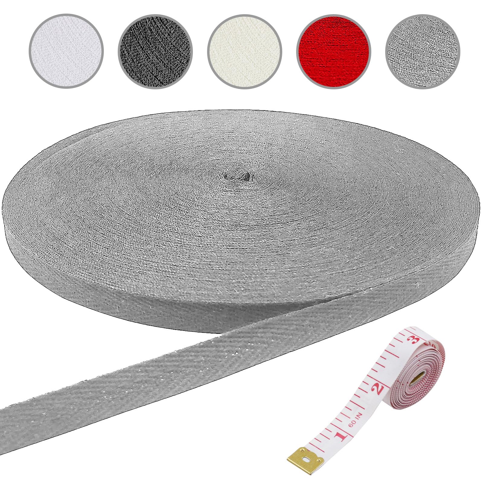 45m 1.5mm Bias Binding Tape, Cotton Bias Binding Tape for Sewing, Herringbone Tape for Sewing Dressmaking Alterations Craft Apron (Dark Grey) — image 1