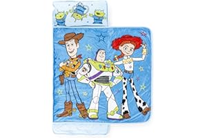 Jay Franco Kids Nap Mat with Embedded Pillow & Blanket – Soft 46"x20" Microfiber Sleeping Bag with Name Tag & Handle for Scho