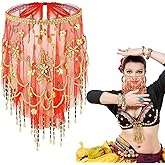 Mepase Women Belly Dance Face Veil with Beads Sequins for Outfit Halloween Costume Accessory