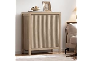 SICOTAS Sideboard Buffet Cabinet with Storage, Fluted Credenza Console Cabinet with Adjustable Shelves, Farmhouse Coffee Bar 