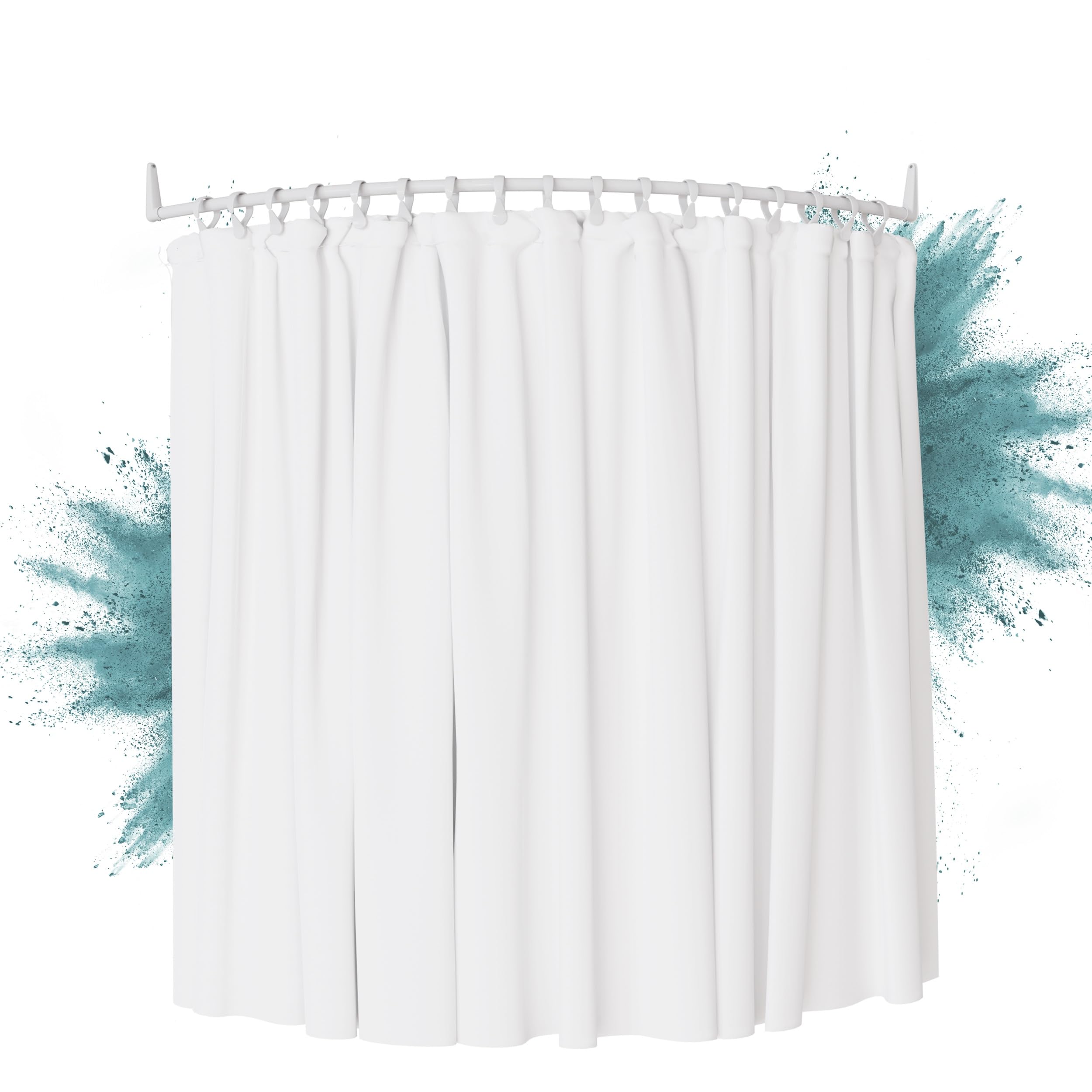 Erica Rounded White Shower Rail, 140x140cm, Curved Shower Rod for Corner Baths, Wall Mounted, Support without Ceiling Bracket, White PVC-free Plastic Coating, 100% Rustproof