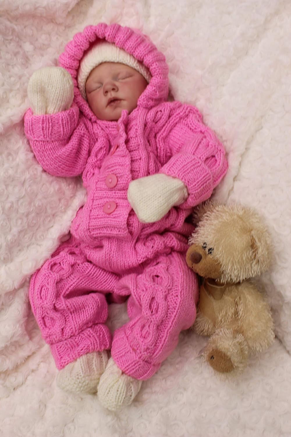 Knitting & Pattern for Baby All-In-One Suit with Matching Hat, Mitts & Bootees, Cabled Pram Suit, Double Knitting Pattern, DK - Image 4