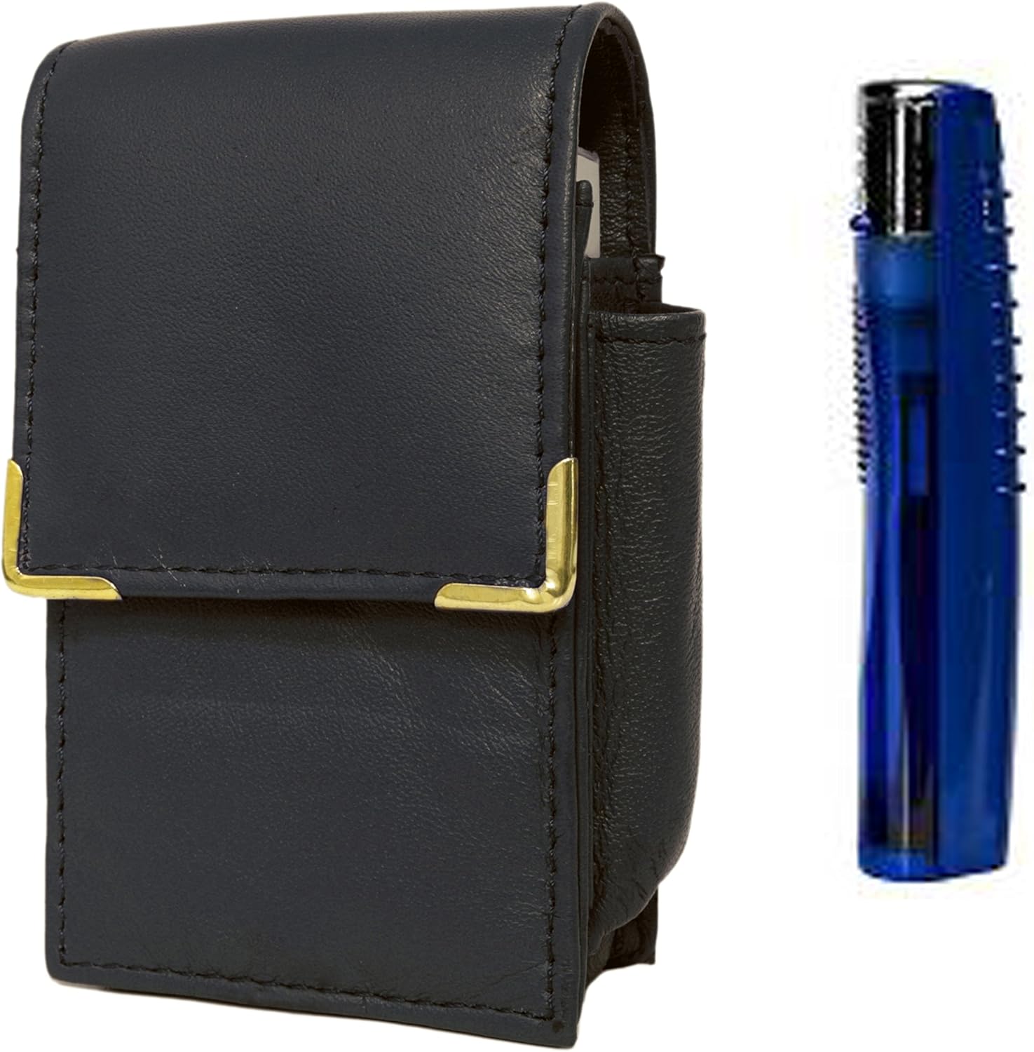 Leather Cigarette Case with Lighter Holder and Ronson Slyda Electronic