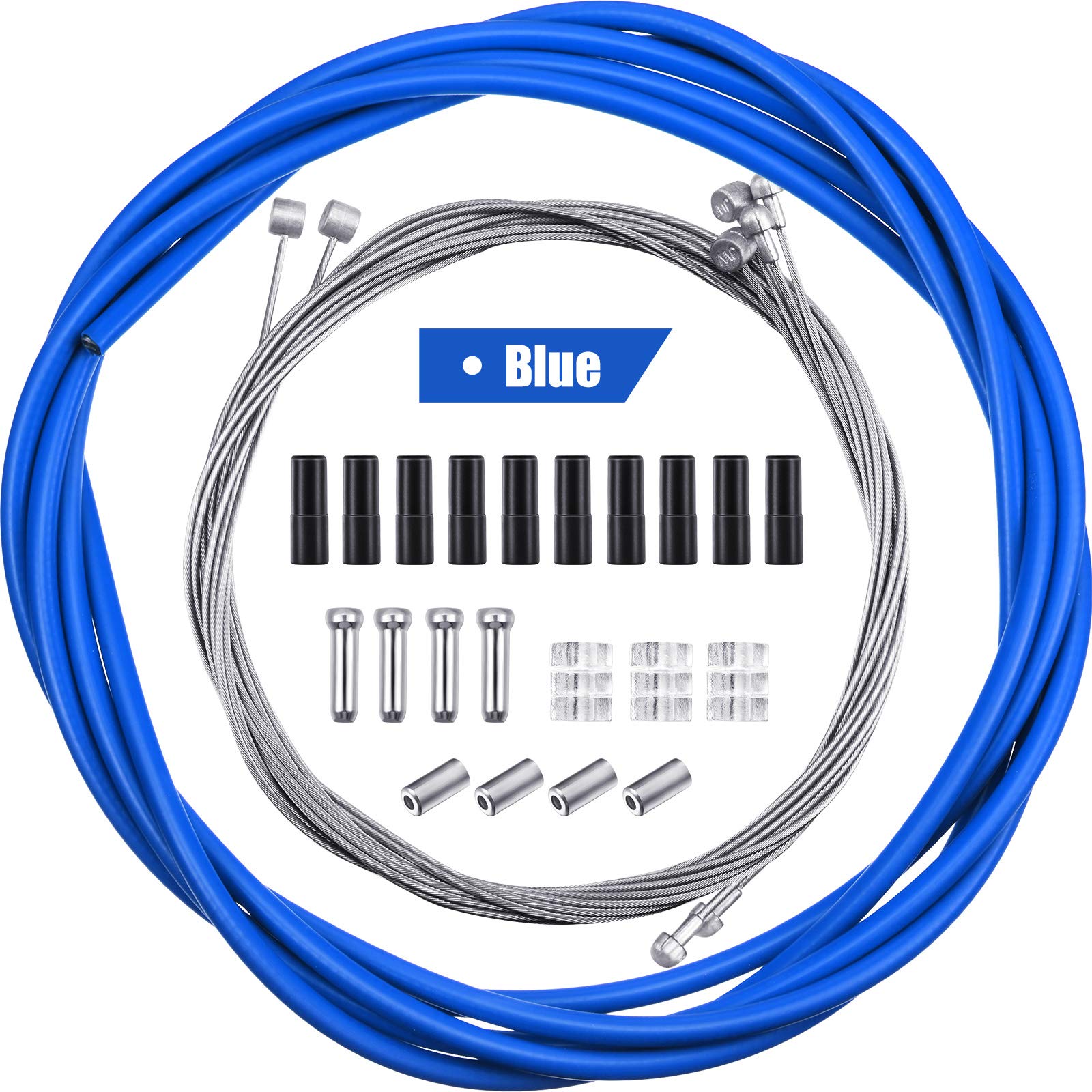Boao 4 Pieces Brake Cable Universal Bike Inner Brake Cable Housing Kit Bicycle Brake Cable Replacement for Mountain and Road Bike Gear Kit (Blue)