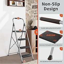 4 Step Ladder,DIAMONDFORGE Folding Step Stool with