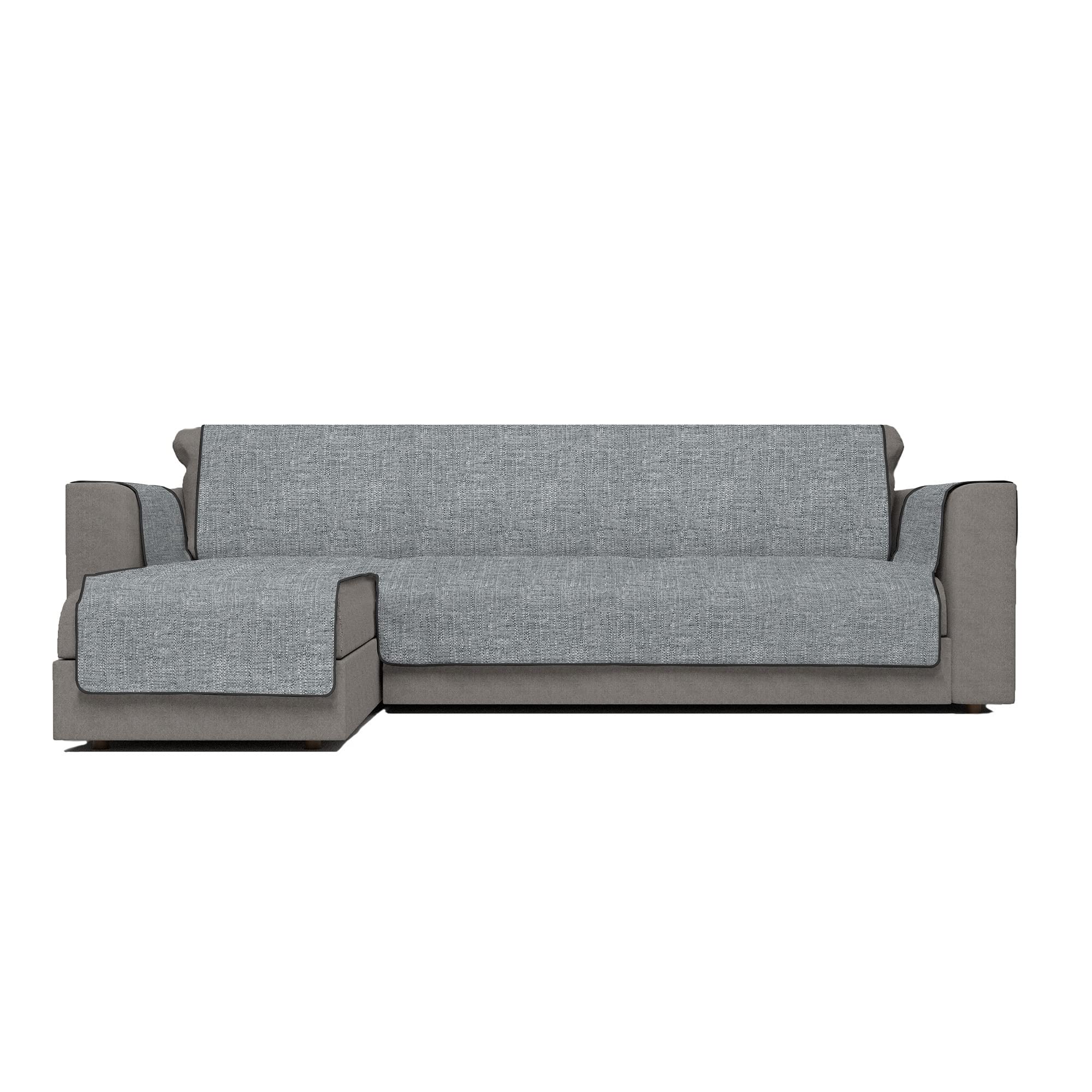 Italian Bed Linen Comfort Anti-Slip Sofa Cover with chaiselongue, Dark Grey, 290cm