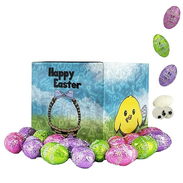 FRUIDLES EASTER CHOCOLATE EGGS, MULTICOLORED FOIL WRAPPED MILK...