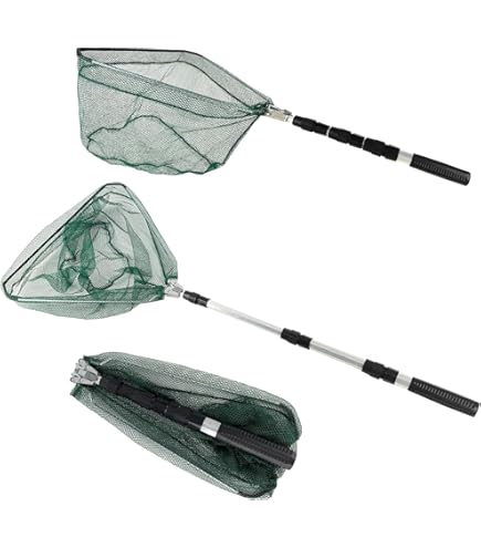 Yeahmart Small Fishing Net with Handle, Black Fish Landing Net 21.7 Inch