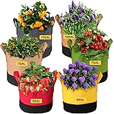 SouilGoal 6-Pack 5/7/10 Gallon Grow Bags - 350G Heavy Duty Fabric Pots with Handles, Multi-Size Planter Bags for Potatoes Tomatoes Vegetables Fruit Flowers Herbs