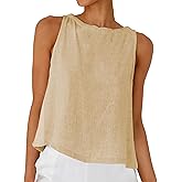 DAOAO Linen Tops for Women Tank Tops Cute Summer Sleeveless Shirts Linen Clothes