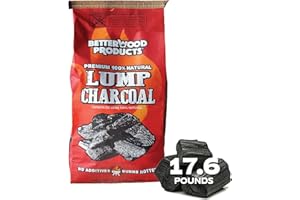 BetterWood Products 3317 100% All Natural Hardwood Lump Charcoal for Outdoor Grill and Smoker, 17.6 Pounds