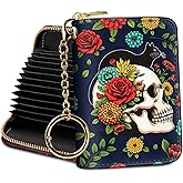 Credit Card Holder RFID Wallet, Small Card Holder Wallet for Women with Keychain Zipper, Funny Leather Print Credit Card Wallets Accordion Gift