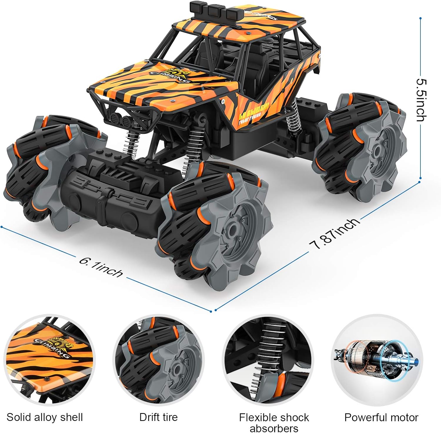 Growsly Remote Control Car, High Speed RC Car for Kids Adults 1:18 Scale 2.4 GHz 360° Spins Off Road Hobby RC Truck Racing Monster Vehicle with 4 Batteries , Drift Toy Car for Boys & Girls Gifts: Toys & Games