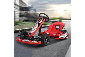 pofluany Electric Go Kart for Kids Drift Kart 36V 16MPH Kids Go Kart Electric Cars for Kids Length Adjustable Ride On Race Car for Kids, Max Load 187LBS w/Safety Belt & Slow Start Function Red