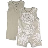 HonestBaby Short Sleeve and Tank Romper 100% Organic Cotton for Infant Baby and Toddler Boys