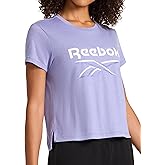 Reebok Womens Crewneck T-Shirt, Standard Fit, Lightweight Stretch Poly Soft Jersey Fab