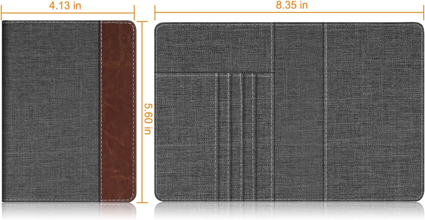  | Fintie Passport Holder Travel Wallet RFID Blocking PU Leather Card Case Cover, Denim Charcoal/Brown | Passport Covers