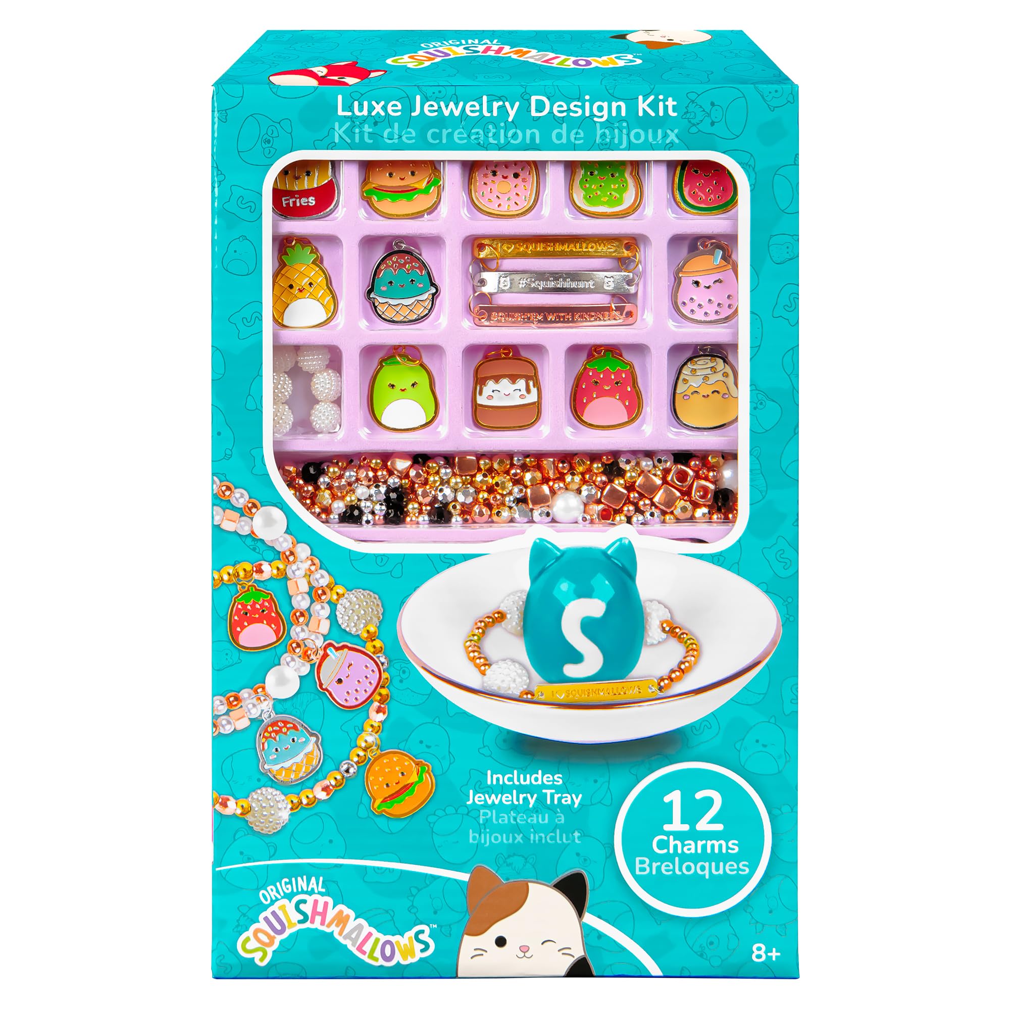 Fashion Angels Squishmallows Luxe Jewelry Design Kit, Includes Assortment of Beads, Charms & More, Makes 12+ Projects, Squishmallows Character Jewelry for Kids, Teen Girls & Boys