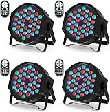 U King 4 Pack RGB 72W LED Stage Lights with Remote 7CH 5 Modes