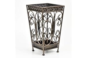 Dualplex Super Quality Umbrella Stand, Umbrella Holder Antique Look Metal Entry Hallway Décor, Square Style Removable Drip Tray. Home, Office Decoration Rack Holds Umbrellas Canes Walking Sticks