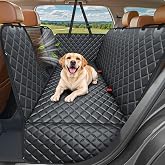 URPOWER 4 in 1 Dog Car Seat Cover for Back Seat, Waterproof Hammock | Mesh Window, Side Flaps, 600D Oxford, Scratch Resistant, Non-Slip, Easy Install, Machine Washable, Dog Seat Belt Included