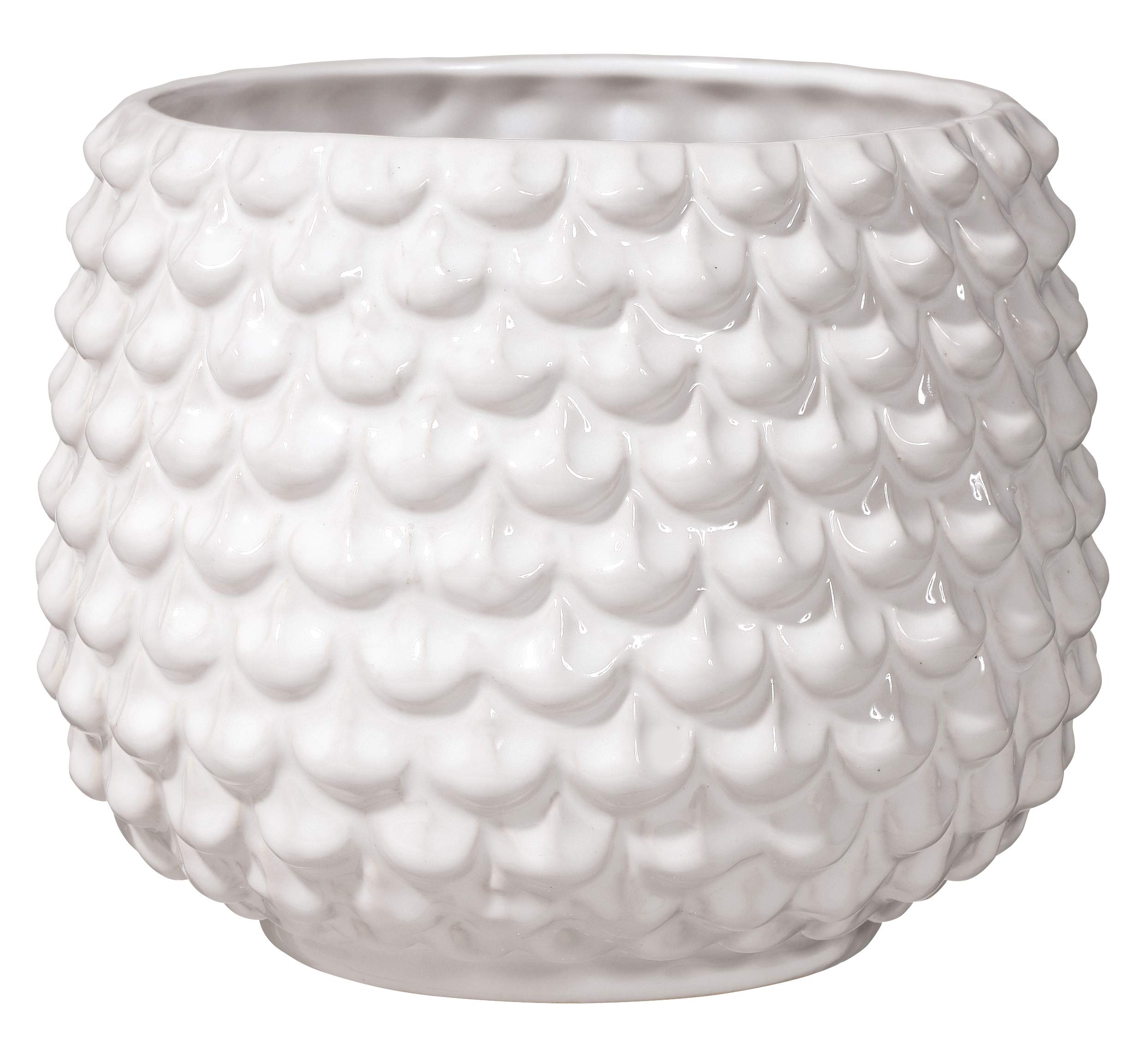 Bloomingville Pinecone Flower Pot - Decorative Flower Pots for Indoor Decorative Flower Pots Creative Retro Style L (16.5 cm ø), White, Ceramic