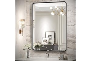 Brightify Black Bathroom Mirror for Wall, 22 x 30 Inch Metal Framed Rectangle Mirror, Wall Mounted Vanity Mirror for Bathroom, Hangs Horizontal Or Vertical