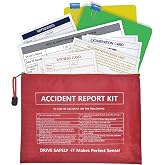 1 Pack Waterproof Vehicle Accident Report Kit in Vinyl Pouch 6.9 * 9.3inch Car Accident Kit Driver's Vehicle Inspection Report Helps Drivers Collect Organize and Report Vehicle Accident Information