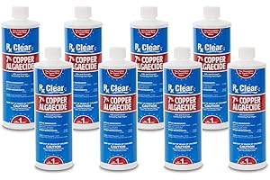 Rx Clear 7% Copper Algaecide | Kills and Prevents Algae for In-Ground and Above Ground Swimming Pools | Safe Formula for Swimmers | One Quart Bottles | 8 Pack