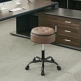 FIRAVOE Drafting Chair with Storage, Adjustable Desk Stool with Wheels 20.67"-24.61", Coffee Brown Ergonomic Office Stool