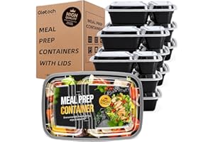 GLOTOCH EXPRESS Glotoch 50 Pack 32 oz Meal Prep Containers Reusable, 2 Compartment Food Containers with Lids To Go Containers, Lunch-Microwave, Freezer, Dishwasher Safe